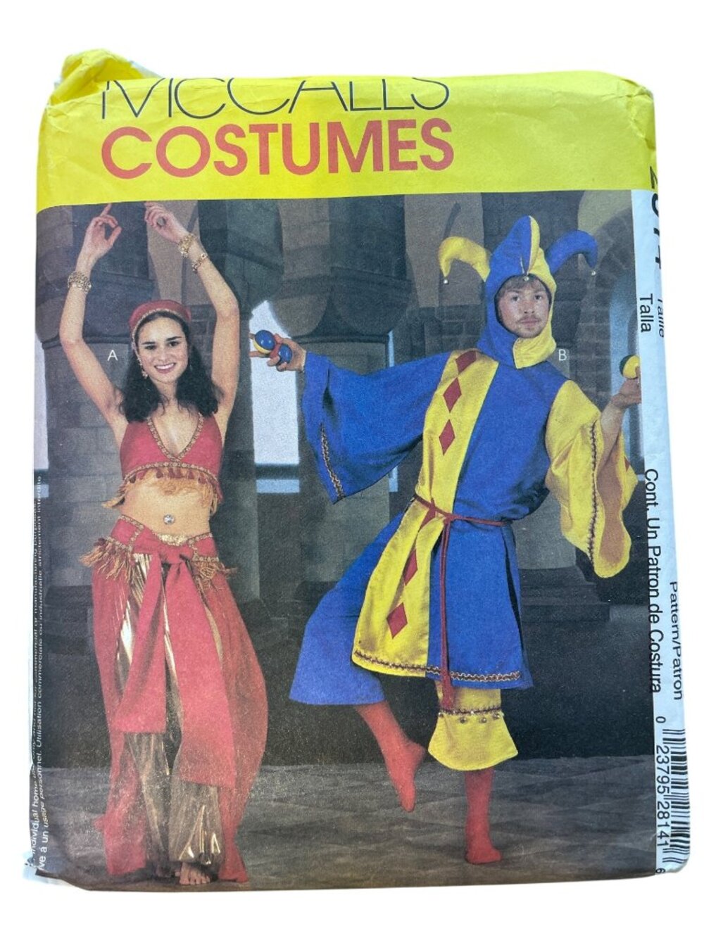 McCalls 2814 Sewing Pattern Small-Medium Jester And Bellydancer Costumes UNCUT